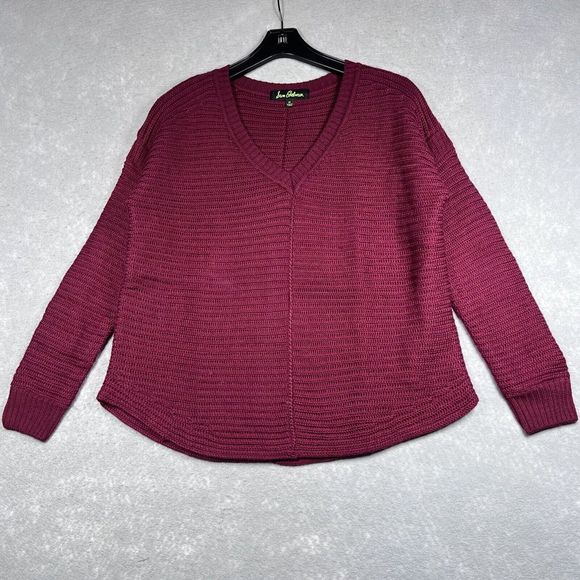 Sam Edelman Sweater Womens Size Medium Maroon V-Neck Knit Sweater - Picture 1 of 10